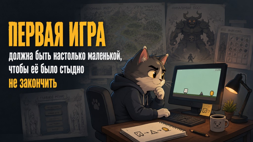 Первая игра должна быть настолько маленькой, чтобы её было стыдно не закончить